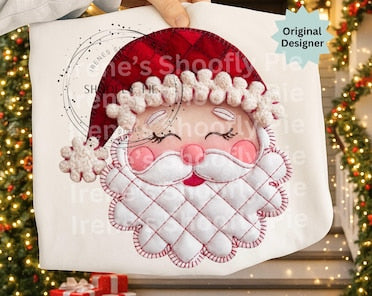 Santa faux quilted crewneck